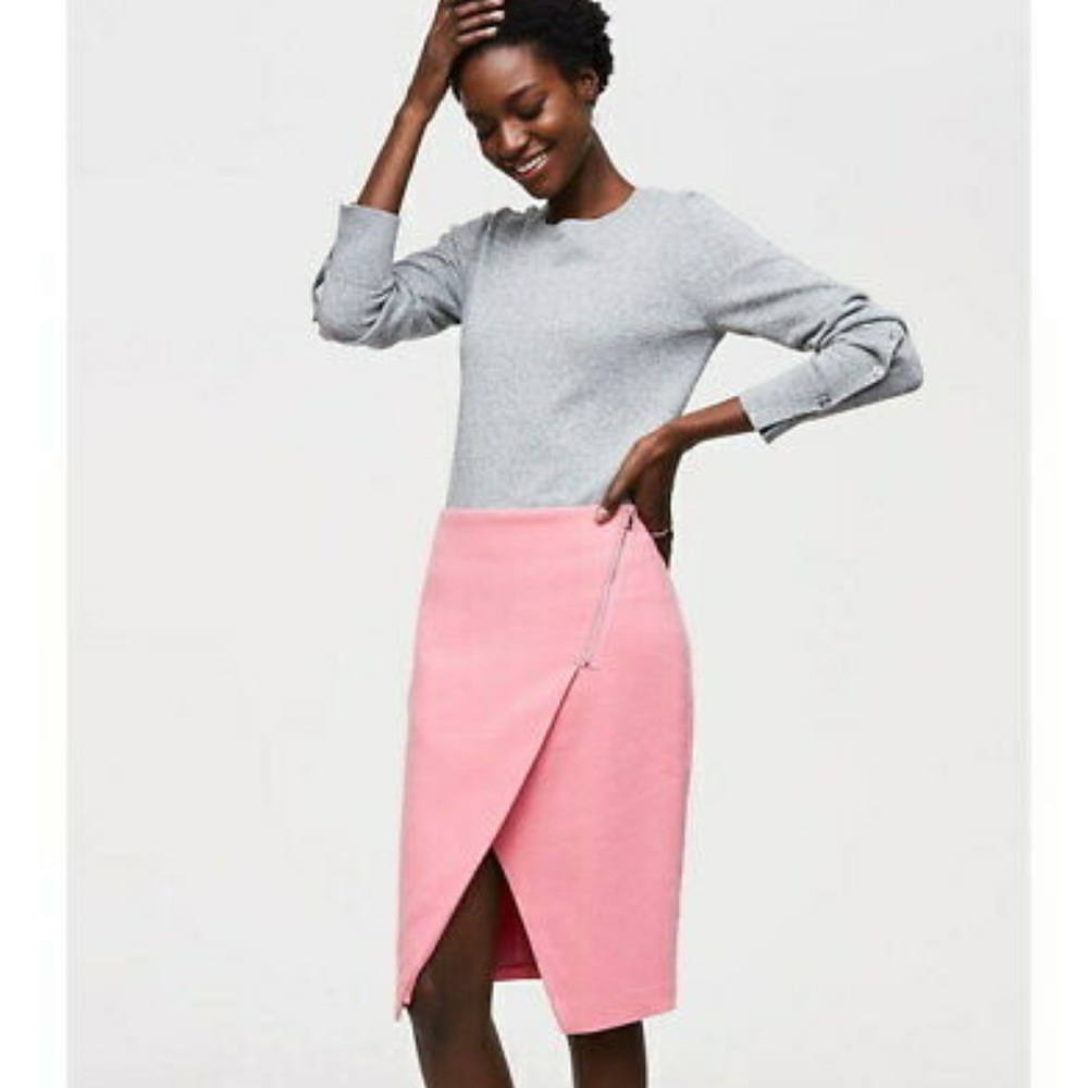 NWT Loft Zip Wrap Pencil Skirt Pink